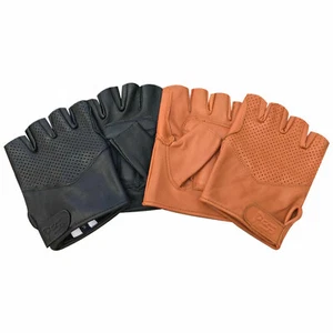 Guantes de autobús acolchados de espuma de cuero real sin dedos para conducir ciclismo silla de ruedas gimnasio - Imagen 1 de 16