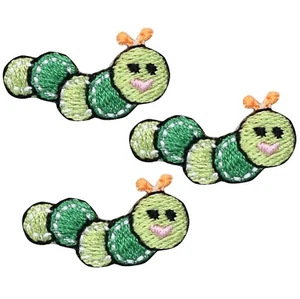 Mini Caterpillar Applique Patch - Insect Bug Embroidered Badge 1.25" 3-Pack - Picture 1 of 1