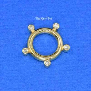 12.5mm 14K Yellow Gold Diamond Circle Shape Charm Holder Snap Locker Enhancer - Picture 1 of 6