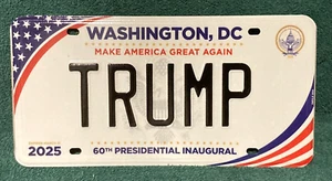 2025 Washington DC TRUMP 60TH PRESIDENTIAL INAUGURAL License Plate REAL!!!! MAGA - Picture 1 of 4