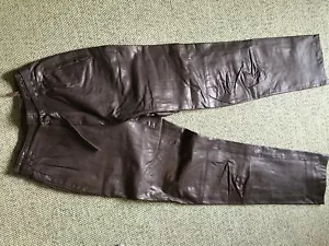Yessica Butterweiche enge LederHose braun Gr: 34 2961 - Bild 1 von 4