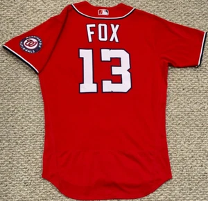 FOX size 44 #13 2023 WASHINGTON NATIONALS GAME JERSEY ISSUED ALT RED MLB - Picture 1 of 11