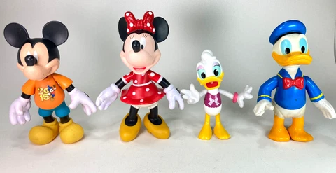 Disney Figure Lot Mickey Minnie Donald Daisy 7" Vinyl Poseable Articulated 2015 Cover