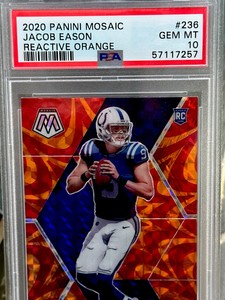 Jacob Eason ROOKIE CARD PSA 10 Reactive Orange PSA GRADED GEM Mint #236 Rookie