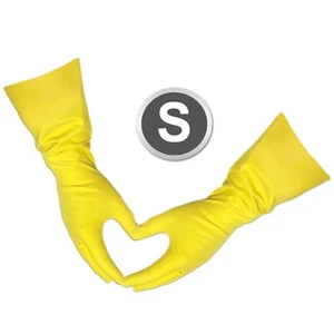 Small - 6 Pairs - Yellow Kitchen Cleaning Dishwashing Nitrile Reusable Gloves - Picture 1 of 7