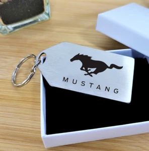 Mustang Style Keyring, Mustang Key Chain, Stainless Steel, Laser Cut + Etched - Picture 1 of 2