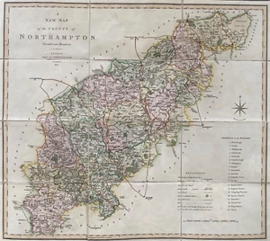 1804 (1825) Antique Folding Map; Northamptonshire. Charles Smith - Excellent - Picture 1 of 4