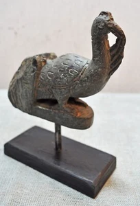 Original Old Antique Hand Carved Green Stone Bird Figurine on Stand - Picture 1 of 5