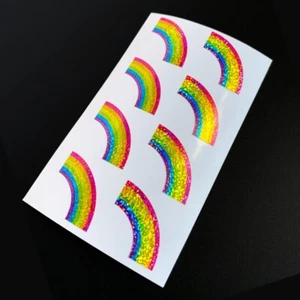 Vintage LOT of 8 RAINBOW sticker decal Prism Prismatic GLITTER holo - Picture 1 of 2