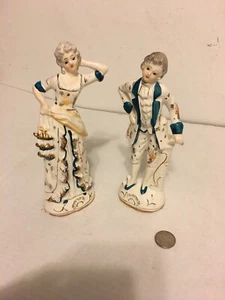 Antique Pair French European Porcelain Figures Figurine - Picture 1 of 12