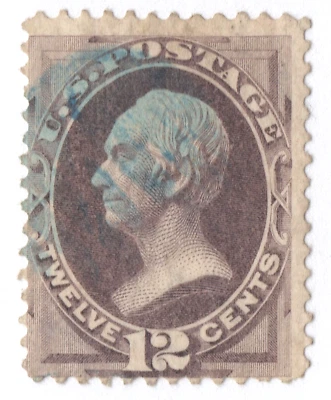 US Sc# 151 USED { 12c HENRY CLAY } FANCY BLUE CANCEL BEAUTY FROM 1870 CV$ 225.00 - Image 1 of 4