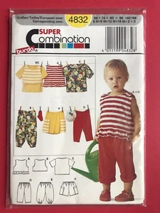 Rare Sealed UNCUT Burda 4832 Child Shirt Pants Shorts 6M 9M 12M 18M 2 3 Pattern - Picture 1 of 2