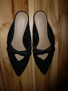 Womans Loft Brand Suede-Like Slip on/Mules Size 7.5 Black - Picture 1 of 3