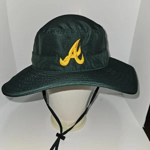 Atlanta Braves ~ The Game ~ Green Panama Bucket Hat ~ Braves Logo ~ Wide Brimmed - Picture 1 of 6