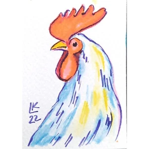 Arte de gallo ACEO para amantes de granjas rurales y coleccionistas de aves - Imagen 1 de 5