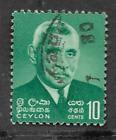 NUMÉRO POSTAL DE CEYLAN - TIMBRE COMMÉMORATIF 1966 D'OCCASION DUDLEY SHELTON SENANAYAKE
