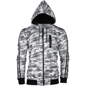 Mil-Tec Training Jacket Mens Hiking Outdoor Hooded Zipper Sweatshirt Urban Camo - Picture 1 of 7