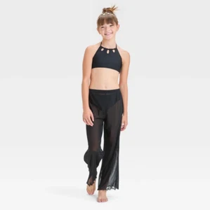 NWT Art Class Small 6/7 Black Girls Solid Paradise Cove Bikini Set 2 Piece - Picture 1 of 10