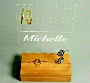Pendientes de joyería para niñas Anillos Organizador de pulsera Soporte personalizado y soporte de madera - Imagen 1 de 12