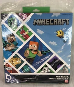Minecraft 15 Days of Socks Kids Small Shoe Size 5.5 - 8.5 New Unopened Box - Picture 1 of 3
