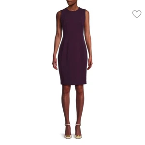Calvin Klein einfarbiges ärmelloses Etuikleid weinrot Größe 6 - Bild 1 von 5