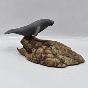 John Perry Manatee Sculpture on Burlwood Base Signed Numbered 5"L Vintage - Picture 1 of 17