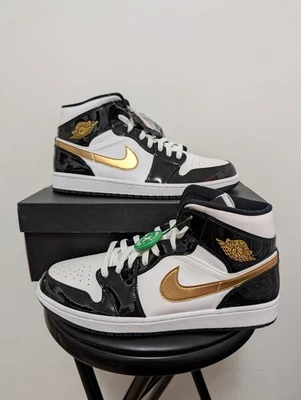 Talla 11.5 - Jordan 1 Mid SE Patente Negro Dorado Foto 1 de 4