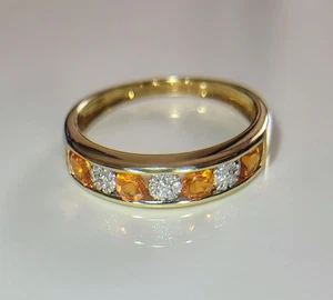 Anello Oro 375 Semi Infinity Con Citrino E Brillantini - Foto 1 di 7