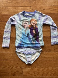Kids Frozen II Two-Piece Swimsuit (Rash Guard & Bikini Bottoms), Size Small - Picture 1 of 7