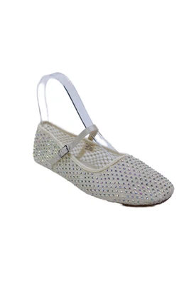 Сетчатые стразы для девочек Zara Mary Jane туфли на плоской подошве бежевые размер 34/3 - Изображение 1 из 4