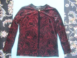 Elementz Women's S Sparkly Black & Red Women's Sweater w/Attached SleevelessTop - Picture 1 of 15