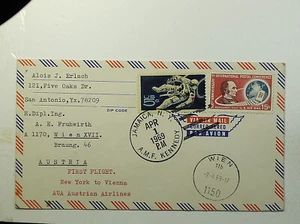 1962 First Flight AUA Austrian Airlines New York to Vienna Austria Airmail Cover - Picture 1 of 2