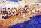 superbe peinture à l'huile peinte à la main sur toile - marché marocain