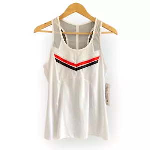 Lucky in Love Shadow Play Racerback Tennis Tank Donna XL Bianco CT300-142 Nuovo con etichette - Foto 1 di 7