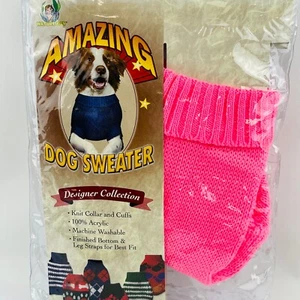 Amazing Dog Sweater Size 10 Pink Acrylic Knit Collar Cuffs Size Guide in Photos - Picture 1 of 5