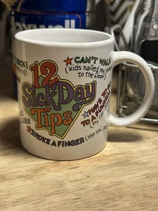 JSNY 12 Sick Day Tips Coffee Mug 10 oz Cup Joke Funny Sayings Humor Work Day - Picture 1 of 10
