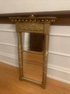 1820 Antiques mid atlantic  federal looking glass mirror gilt two part 25”x11” - Picture 1 of 14