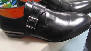 SANTONI SINGLE BUCKLE GENUINE LEATHER 750.00 CART. 41.5 BLACK SANT-33698 - Picture 1 of 5