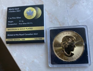 MAPLE LEAF 2021 - Gold Silber Rhodium Edition - Bild 1 von 3