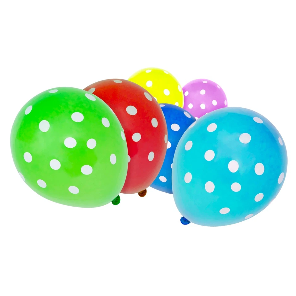 Globos de lunares para niños fiesta de cumpleaños jardín 30 cm - paquete de 18 (elige el color) Foto 1 de 1