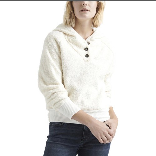 OFF WHITE Felpa con cappuccio maglione donna marca Lucky nuova con etichetta M avorio crema
