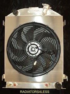 CHAMPION 2 ROW ALUMINUM RADIATOR SHROUD 16" FAN 1930 1931 FORD MODEL A CHEVY V8 - Bild 1 von 2