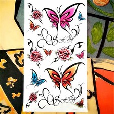 Temporary Tattoo Butterflies Flowers SET Butterfly Flower Waterproof Once