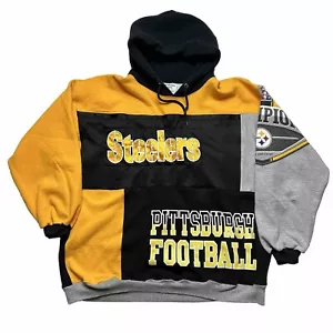 Custom Pittsburgh Steelers Patchwork Hoodie Sweatshirt NFL Football Sz Medium - Picture 1 of 8