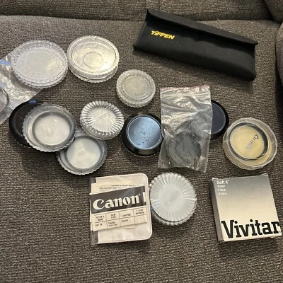 Vintage Camera lens and Caps Japan Made Cannon Vivitar LUMIX - Image 1 of 4