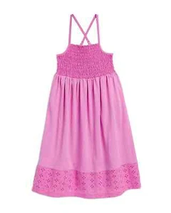 Splendid Girls' Cotton Smocked Eyelet A-Line Dress Sherbert Size 10 - Picture 1 of 1
