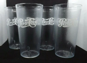 PEPSI Plastic CLEAR Tumbler Cups 20oz Set of 4~Carlisle 5220~ MADE in USA(T1529) - Picture 1 of 5