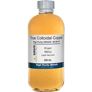 True Colloidal Copper NanoParticles (CuNPs): 25 ppm - 250 mL in Plastic - Picture 1 of 2