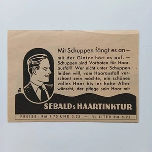 1940 Sebalds Haartinktur, Schuppen, Haarpflege, Kosmetik, Reklame, Werbung  - Picture 1 of 1