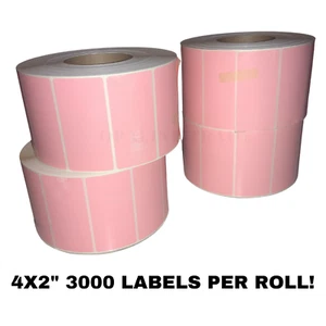 Etiquetas de transferencia térmica 4x2" - rosa, 12000 unidades (4 rollos de 3000) - industrial - Imagen 1 de 6